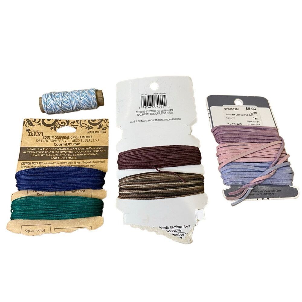 Hemp Cord Bamboo Cord Faux Suede Lace Craft Jewelry Making Cord Lot Mixed Art